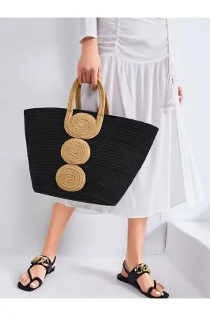 100% Handcrafted Natural Boho Woven Straw Bag