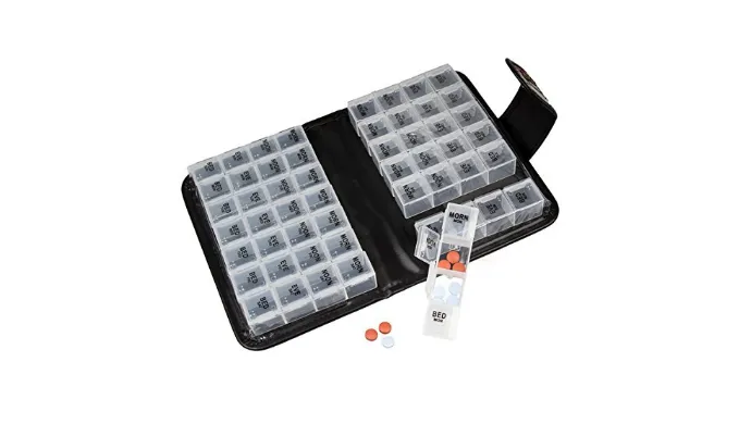 14 Day Pill & Vitamin Organizer 2 Weeks AM/PM 4 Doses a Day Travel Case Handy and Portable  - Ships Same/Next Day!