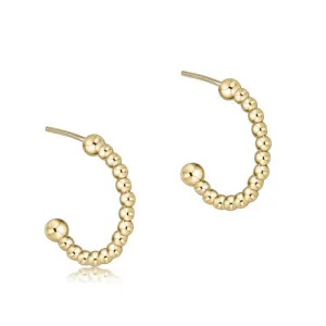 Beaded Classic 1" Post Hoop - 2mm - Gold