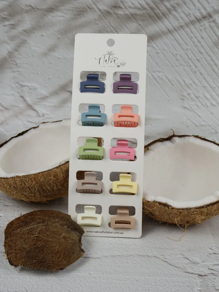 Claw Clip - Set of 10 - Pastel - Mini Elongated Rectangle