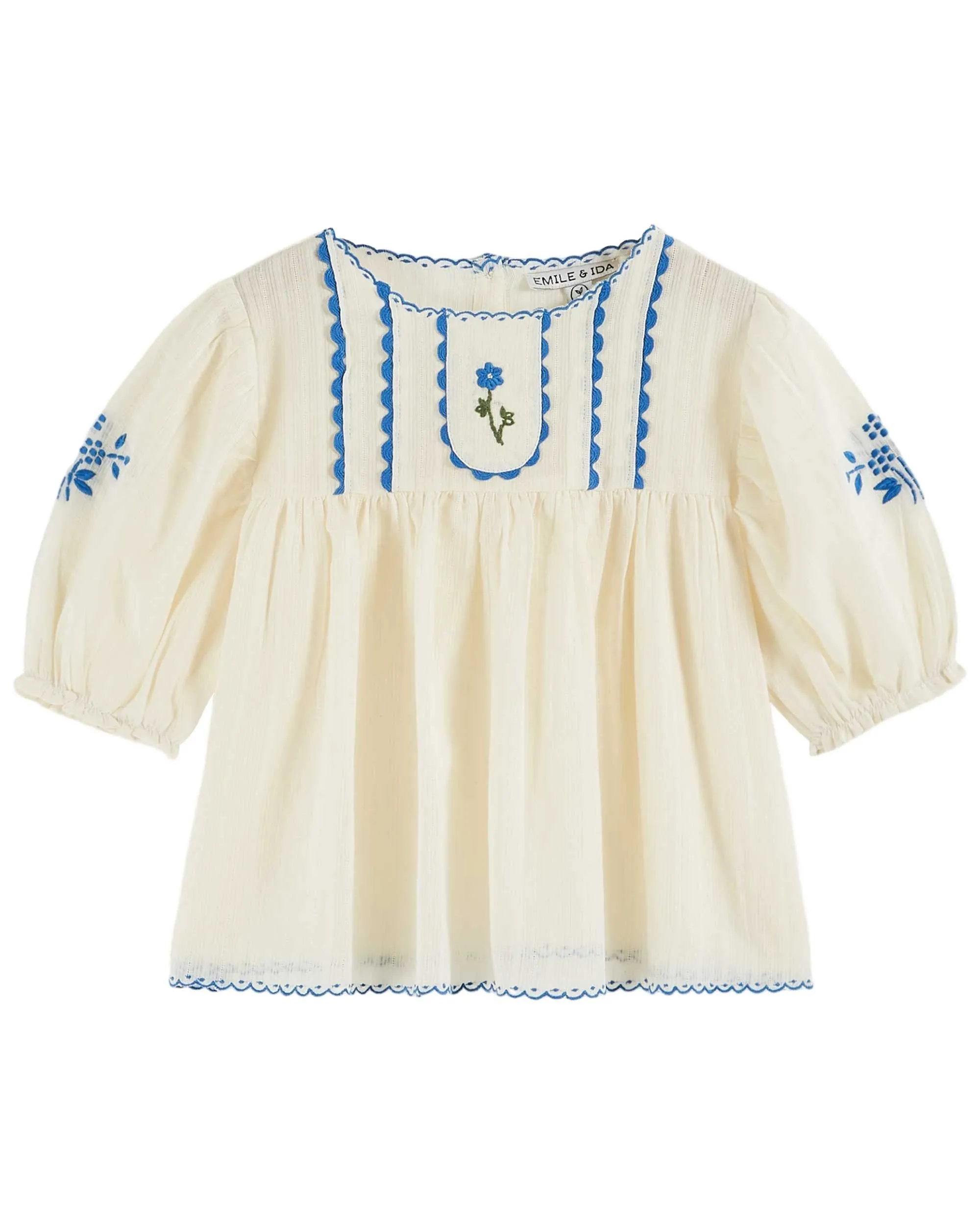 Hand Embroidered Blouse in Ecru
