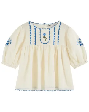 Hand Embroidered Blouse in Ecru