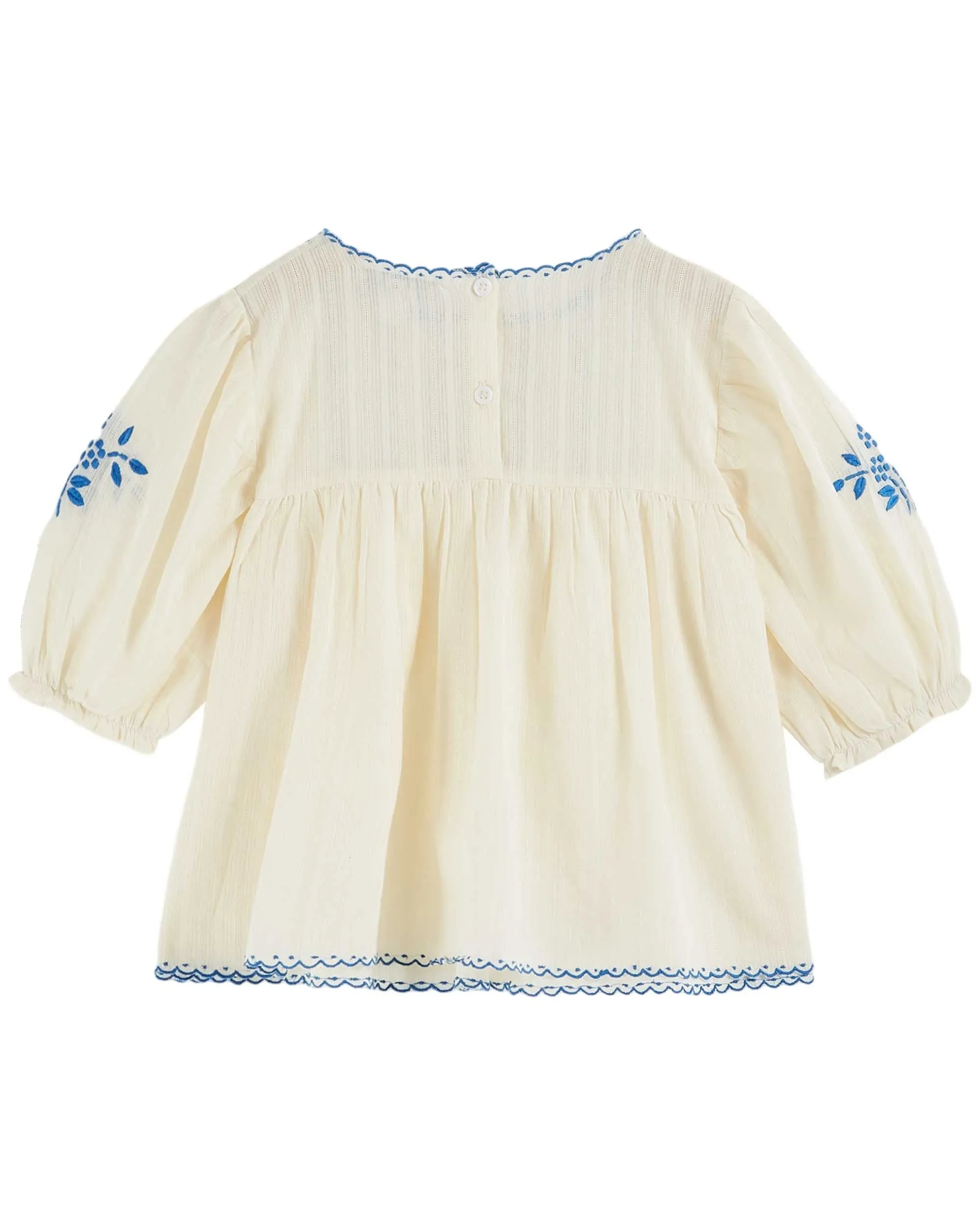 Hand Embroidered Blouse in Ecru