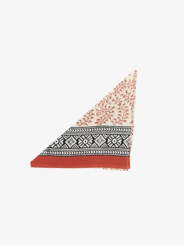 Handmade Block Print Cotton Bandana Red and White