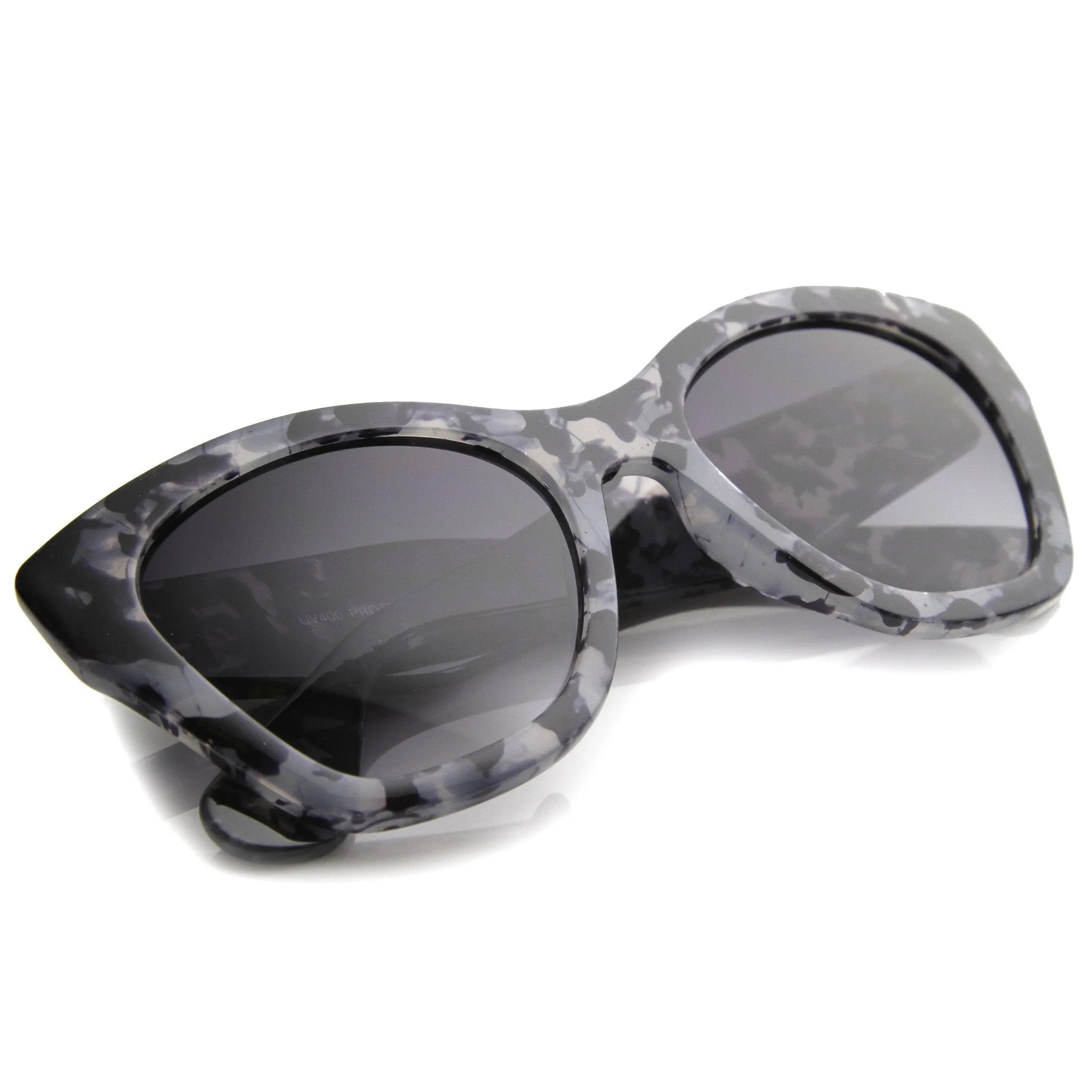 Women's Block Tortoise Thick Frame Cat Eye Sunglasses 9856