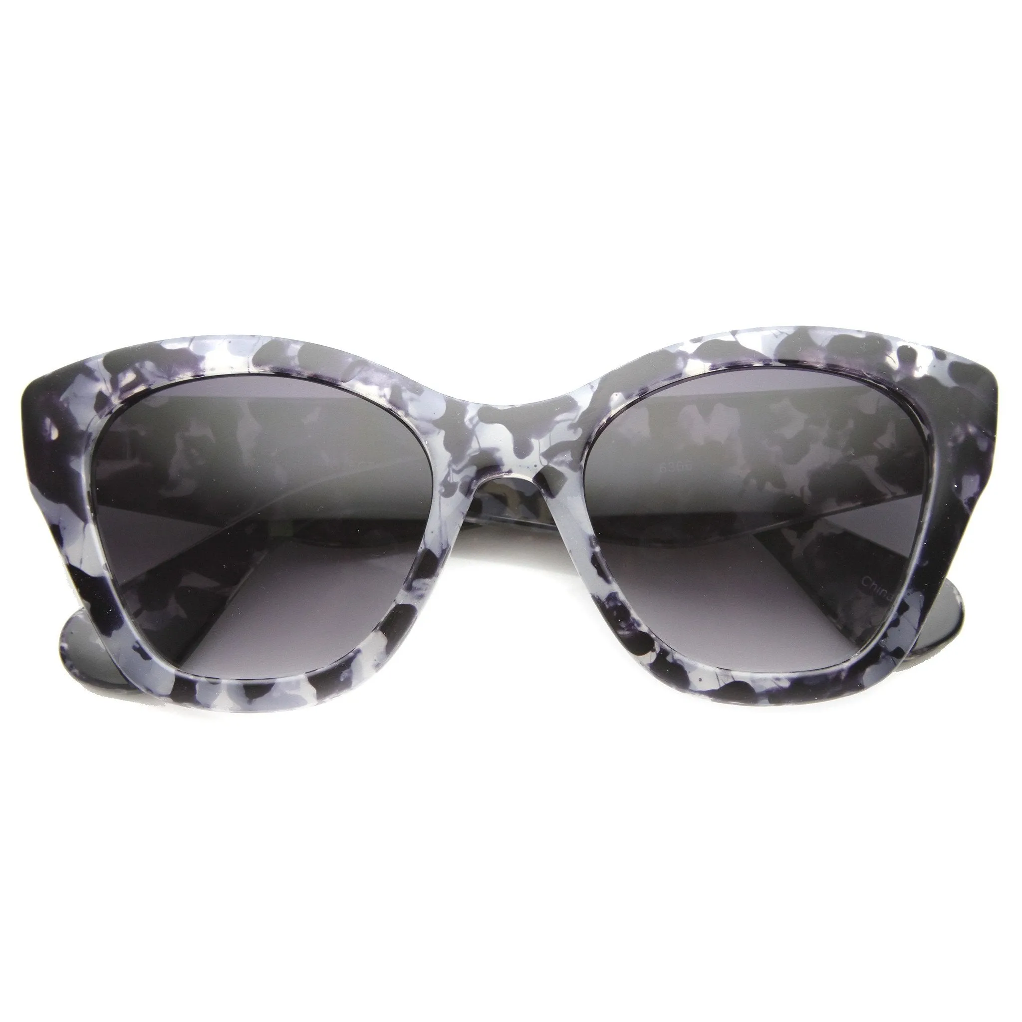 Women's Block Tortoise Thick Frame Cat Eye Sunglasses 9856