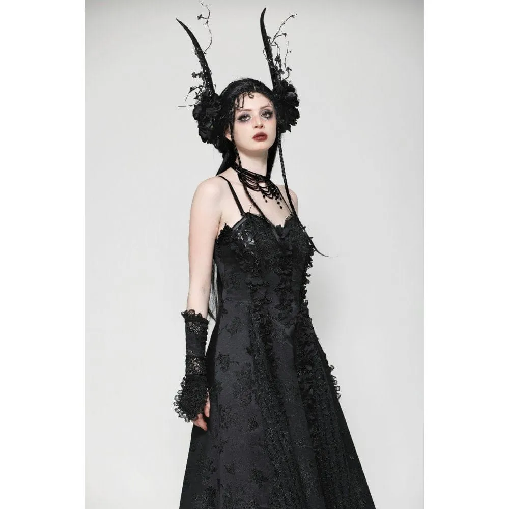 Women's Gothic Floral Embroidered Ruffled Lace Gloves