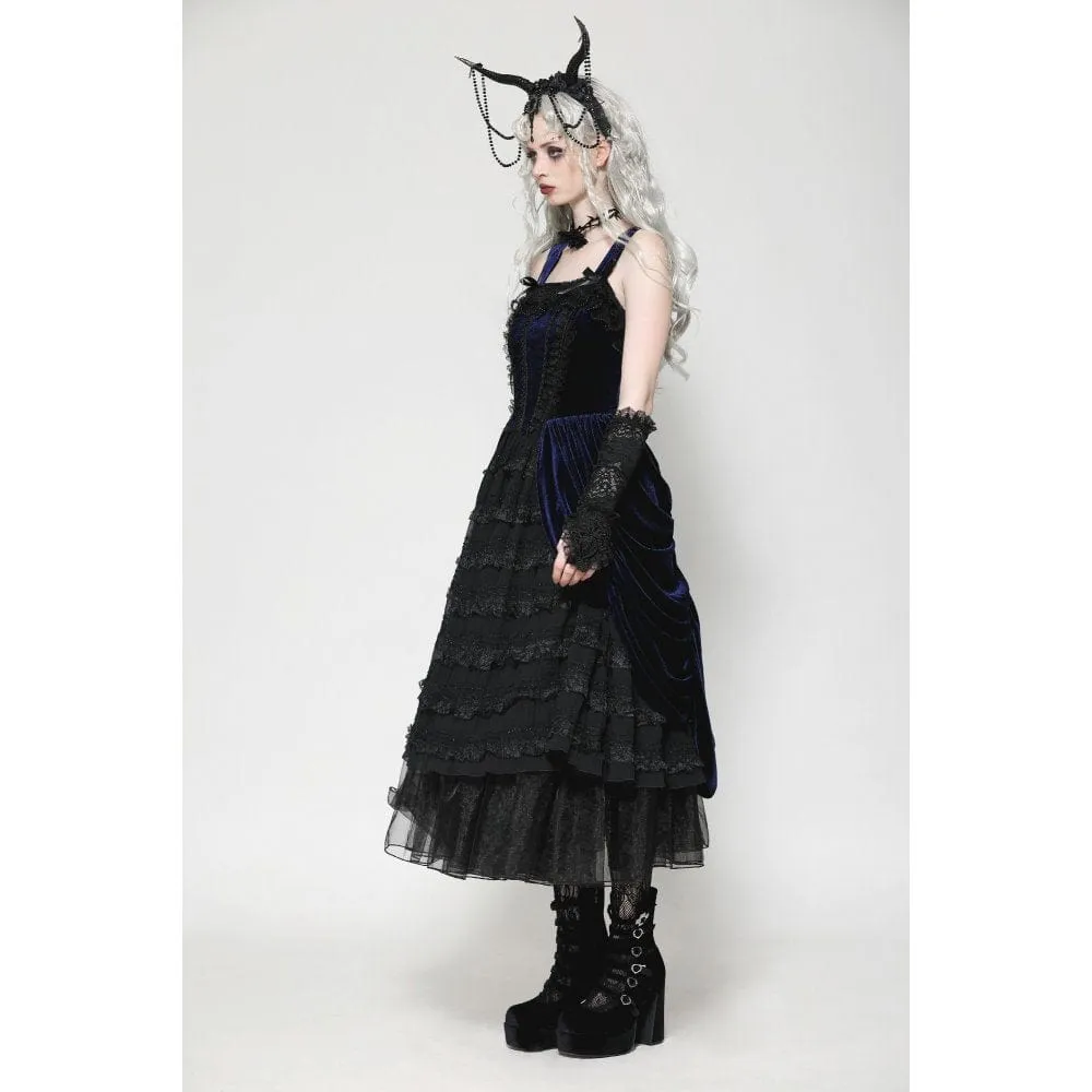 Women's Gothic Floral Embroidered Ruffled Lace Gloves