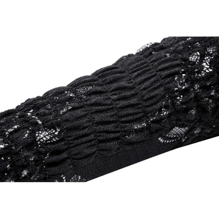 Women's Gothic Floral Embroidered Ruffled Lace Gloves