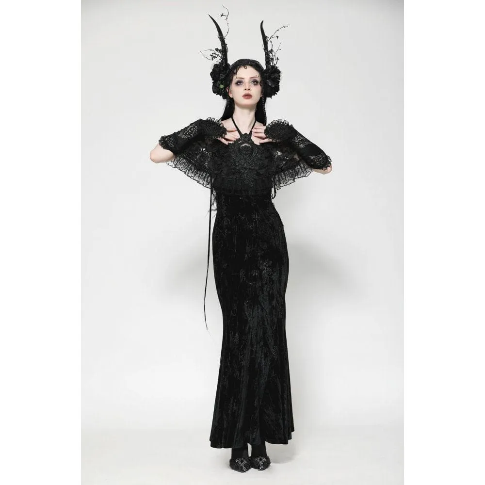 Women's Gothic Floral Embroidered Ruffled Lace Gloves