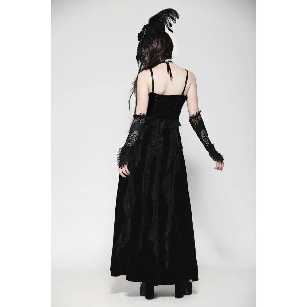 Women's Gothic Floral Embroidered Ruffled Lace Gloves