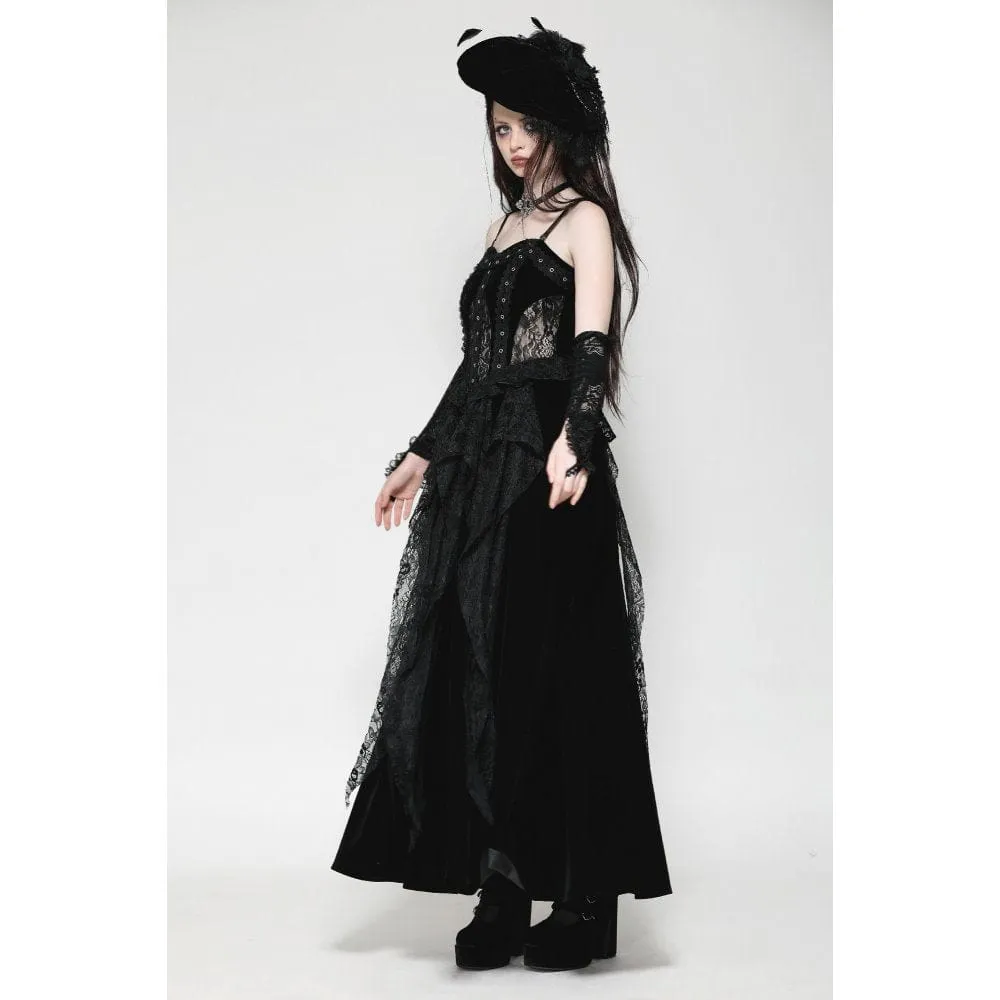 Women's Gothic Floral Embroidered Ruffled Lace Gloves