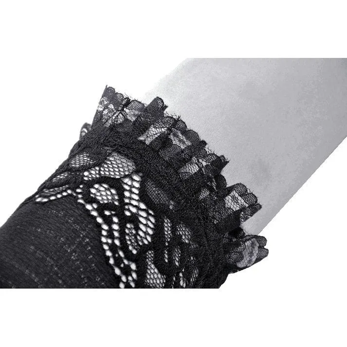 Women's Gothic Floral Embroidered Ruffled Lace Gloves