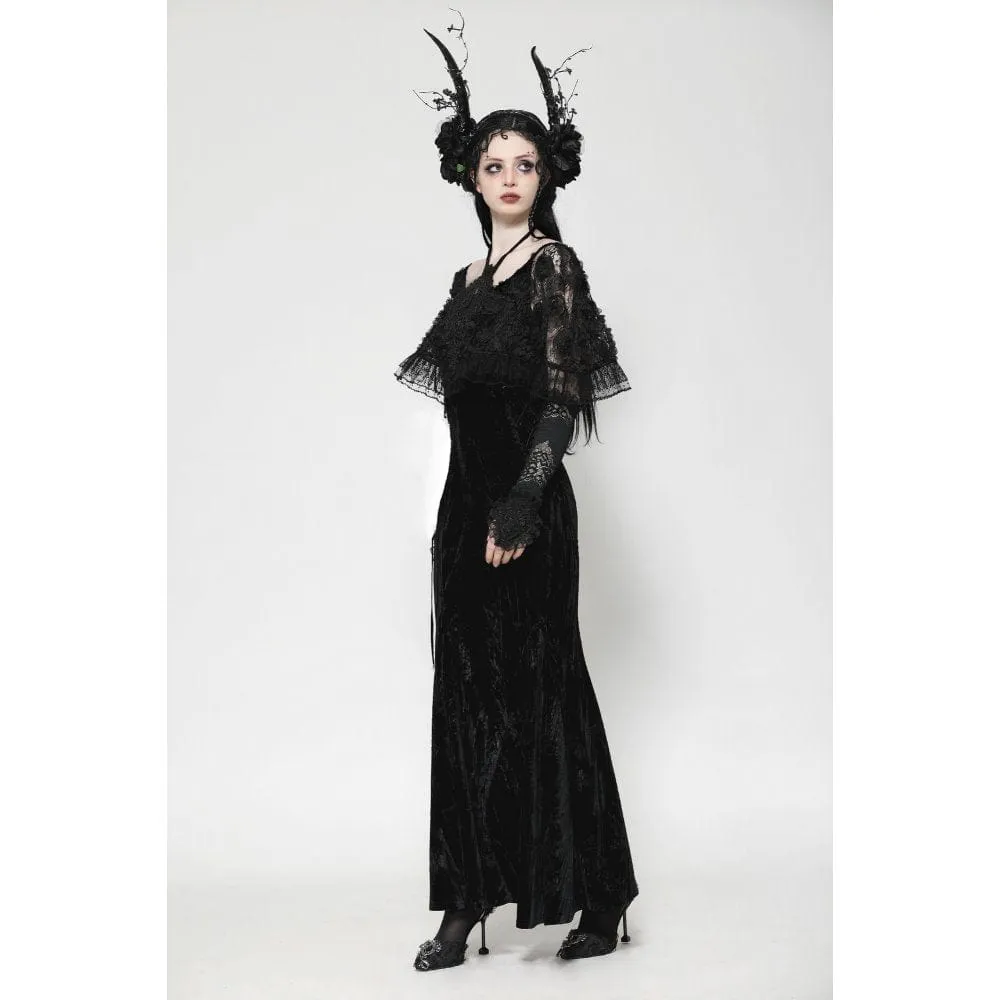 Women's Gothic Floral Embroidered Ruffled Lace Gloves