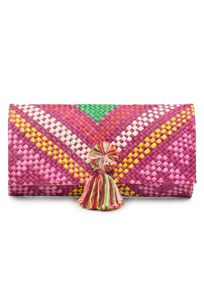 Woven Geo Print Clutch